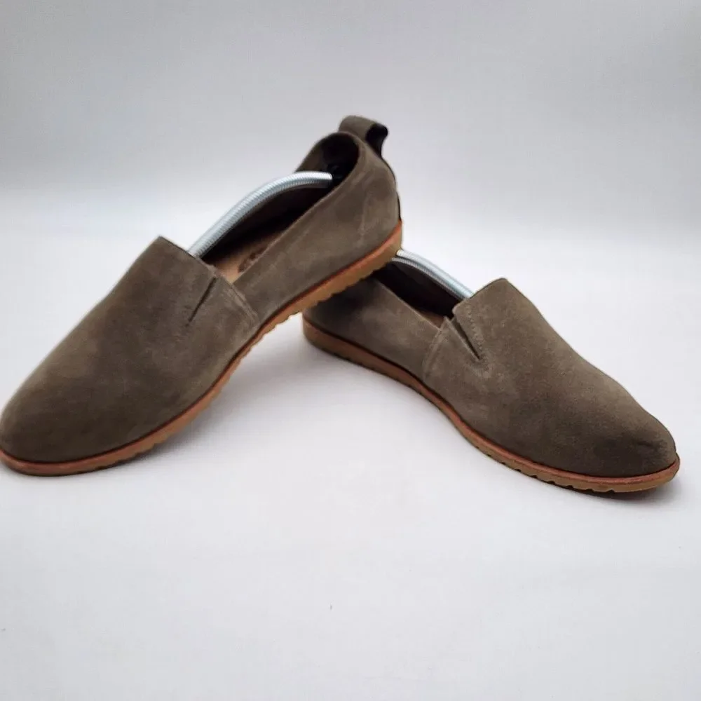 Sorel Ella Green Suede Leather Flat Comfort Slip On‎ Gorpcore Casual Women's 10